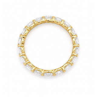 Natural Emerald Cut Diamond Eternity Yellow Gold 18KT Ring