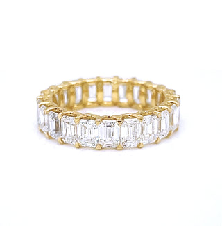 Natural Mined Emerald Cut Diamond Eternity Band Ring Yellow Gold