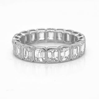 Natural Emerald Cut Diamond Bridal Eternity Band, in White Gold