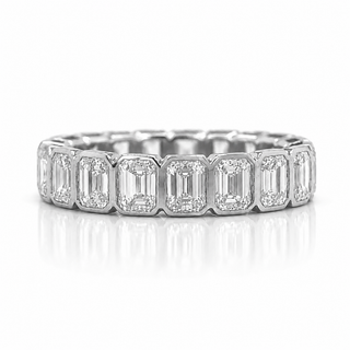 Natural Emerald Cut Diamond Bridal Eternity Band 18KT White Gold