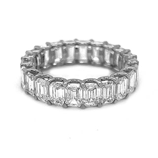 Natural Mined Emerald Cut Diamond Eternity Band White Gold