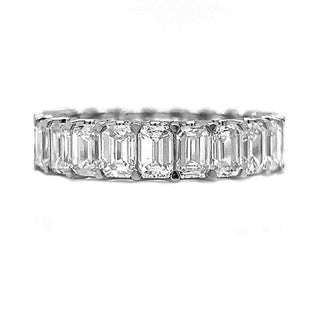 Natural Mined Emerald Cut Diamond Eternity Band White Gold