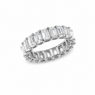 Natural Emerald Cut Diamond Eternity Band 18KT White Gold