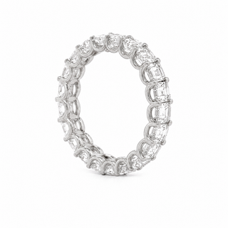Natural Emerald Cut Diamond Eternity Band 18KT White Gold
