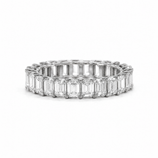 Natural Emerald Cut Diamond Eternity Band 18KT White Gold