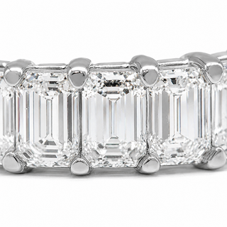 Natural Emerald Cut Diamond Eternity Band 18KT White Gold