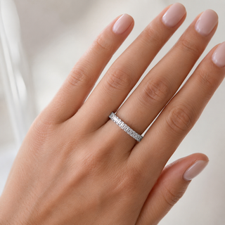 Natural Emerald Cut Diamond Eternity Band 18KT White Gold