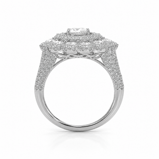 Natural Rose Cut Diamond Peacock Cocktail Ring 18KT White Gold