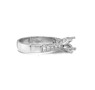 Semi-Mount Fits 7.5-7.8 mm with  Natural Round and Marquise Ring, in Platinum