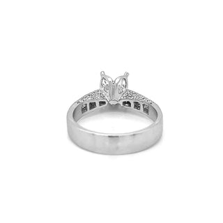 Semi-Mount Fits 7.5-7.8 mm with  Natural Round and Marquise Ring, in Platinum