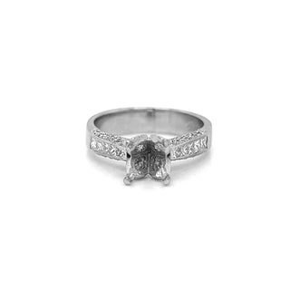 Semi-Mount Fits 7.5-7.8 mm with  Natural Round and Marquise Ring, in Platinum
