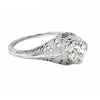 Natural Mined Old Euro Diamond Solitaire Ring EGL Certified White Gold