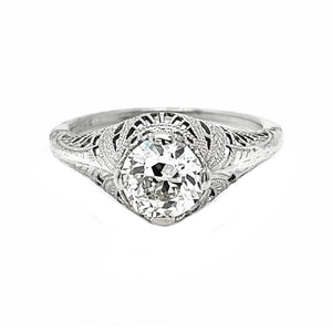 Natural Mined Old Euro Diamond Solitaire Ring EGL Certified White Gold