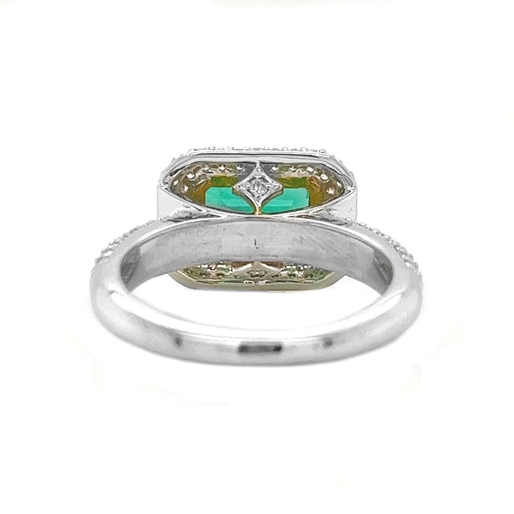 2.75 ct.t.w. Natural Green Emerald and Diamonds White Gold Ring