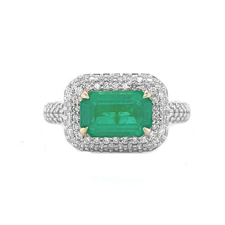 2.75 ct.t.w. Natural Green Emerald and Diamonds White Gold Ring