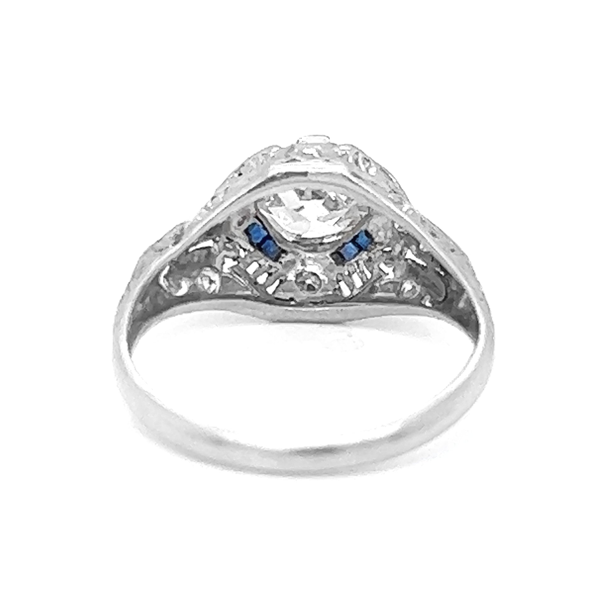 Natural Old Euro Diamond Art Deco Bridal Solitaire Ring, in Platinum - Pre-owned
