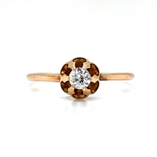 Natural Old Euro Diamond Solitaire Art Deco Promise Ring, in Rose Gold