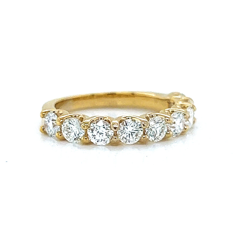 Natural Round Cut Diamond Half Band Ring, in Yellow Gold