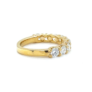 Natural Round Cut Diamond Half Band Ring, in Yellow Gold