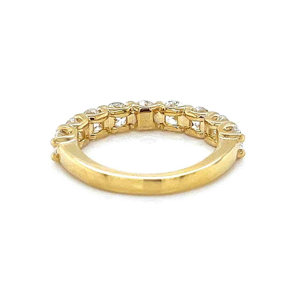 Natural Round Cut Diamond Half Band Ring, in Yellow Gold