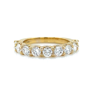 Natural Round Cut Diamond Half Band Ring, in Yellow Gold