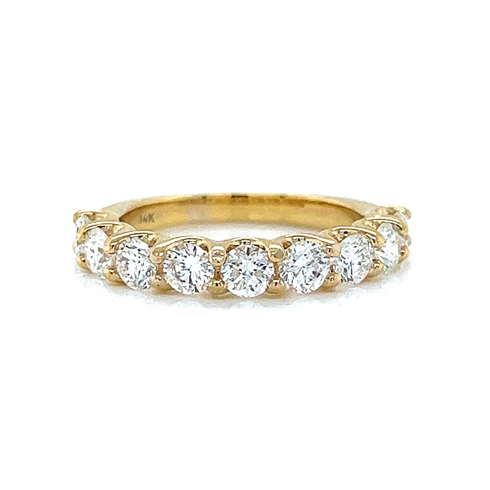 Natural Round Cut Diamond Half Band Ring, in Yellow Gold