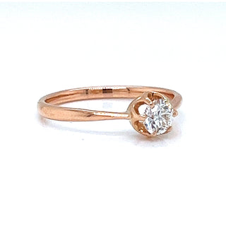 Natural Mined Old Euro Solitaire Art Deco Ring Rose Gold