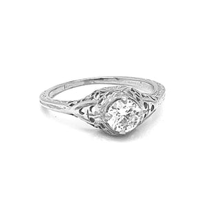 Natural Old European Cut  Diamond Bridal Solitaire Ring, in White Gold