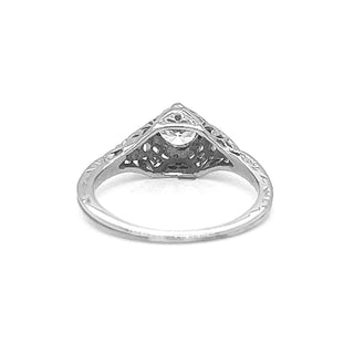 Natural Old European Cut  Diamond Bridal Solitaire Ring, in White Gold