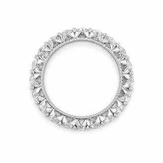 Natural Round Diamond Art Deco French Pave Eternity 18KT White Gold Ring