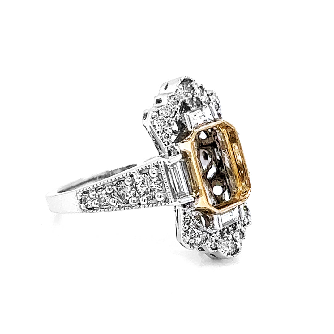Semi-Mount Ring Fits 8.5 x 6.4 mm with Natural Diamond, in White Gold
