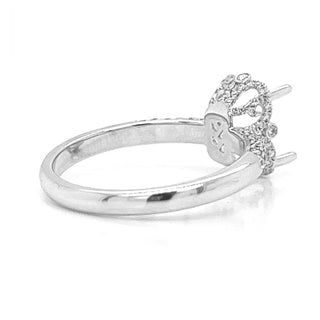 Semi-Mount Fits 10.5 x 7 mm with Natural Diamond Art Deco Ring, in White Gold