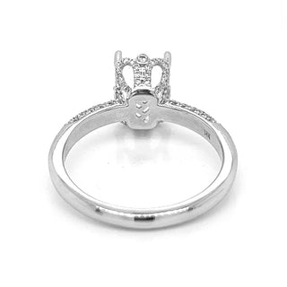 Semi-Mount Fits 10.5 x 7 mm with Natural Diamond Art Deco Ring, in White Gold