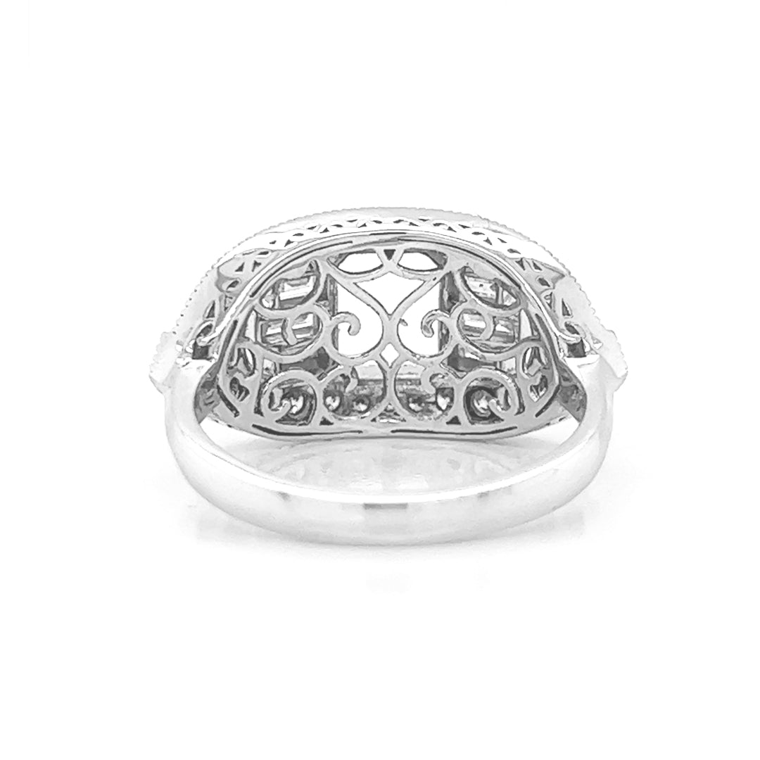 Semi-Mount Bridal Set Ring Fits 7.5 x 6 mm with Natural Diamond Cluster, in White Gold Ring