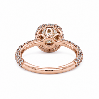 Natural Cushion Diamond Halo Art Deco Ring 18KT Rose Gold
