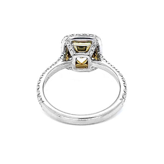 Natural Mined Radiant Cut Fancy Yellow Diamond GIA Certified Halo Ring White Gold