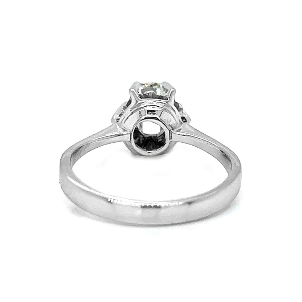 Vintage Natural Old Mine Cut Diamond Solitaire Ring, in White Gold