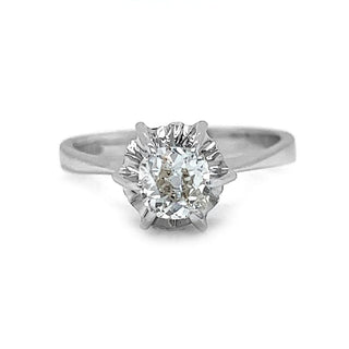 Vintage Natural Old Cut Diamond Solitaire Ring, in White Gold