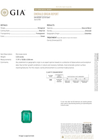 Natural Mined Colombian Green Emerald andTrapezoid Cut Diamond 3 Stone Ring White Gold