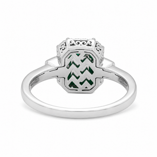 Natural Green Emerald Cocktail Ring 18KT White Gold