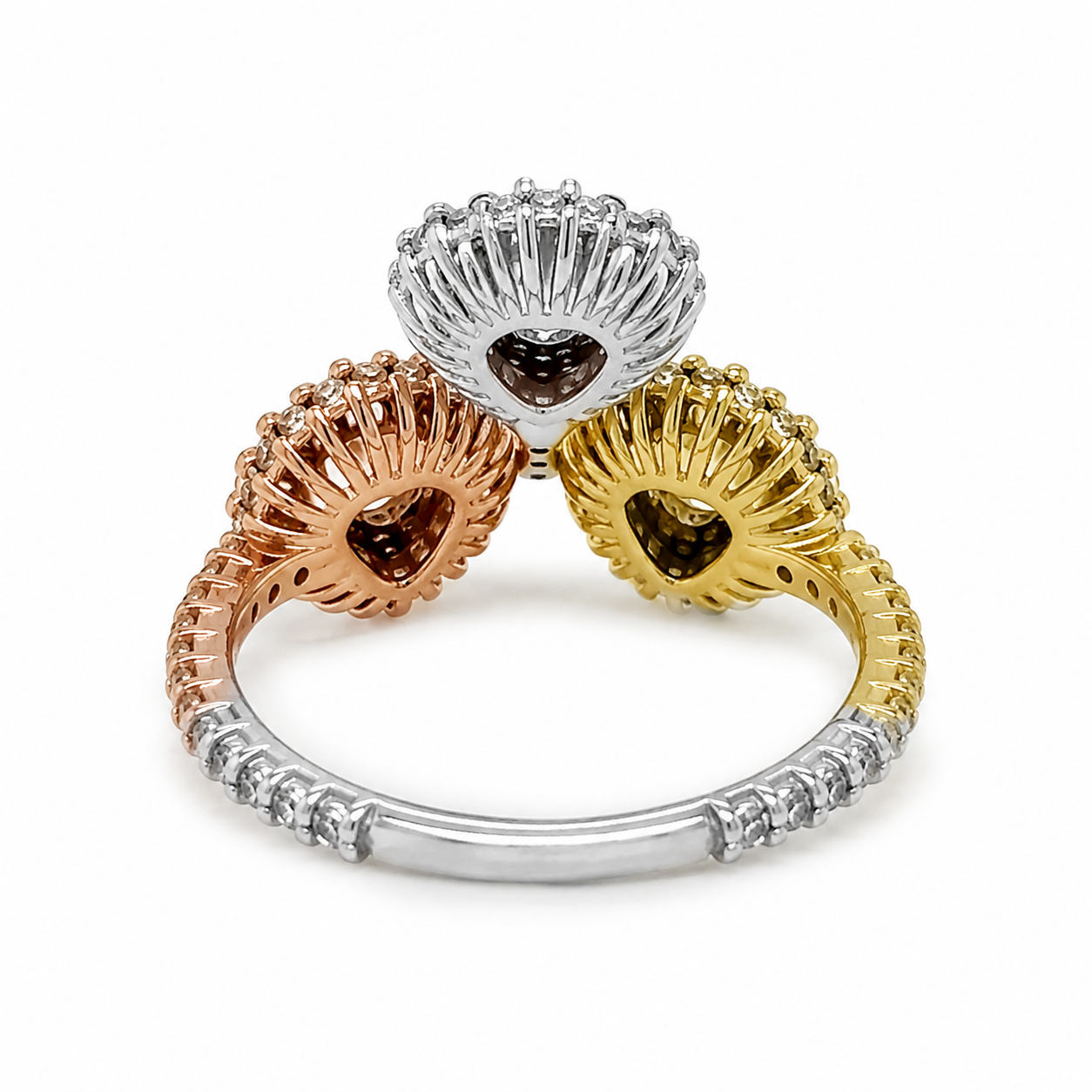 Natural Heart Shaped Fancy Yellow, Orange Brown Diamond Halo Bypass Ring 18KT Yellow Gold