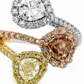 Natural Heart Shaped Fancy Yellow, Orange Brown Diamond Halo Bypass Ring 18KT Yellow Gold