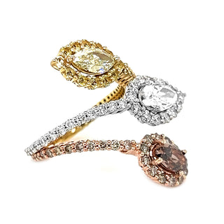 Natural Diamond Mix Shape Fancy Diamond Bridal ByPass Ring, in Yellow Gold