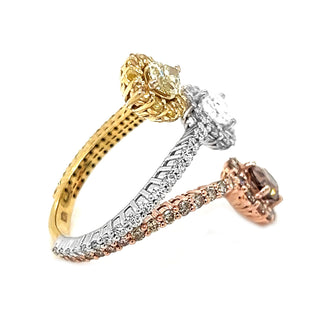 Natural Diamond Mix Shape Fancy Diamond Bridal ByPass Ring, in Yellow Gold