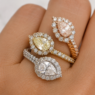 Natural Pear-Shaped Diamonds Bypass Cocktail Ring 18KT White Gold