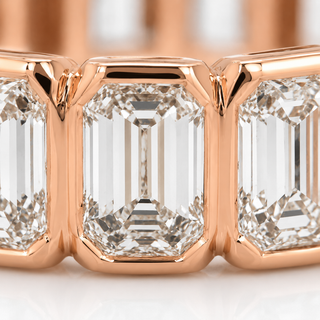 Natural Emerald Diamond Bezel Eternity Band Ring 18KT Rose Gold