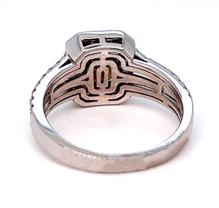 Natural Fancy Color Radiant Diamond Bridal Halo Ring, in White Gold