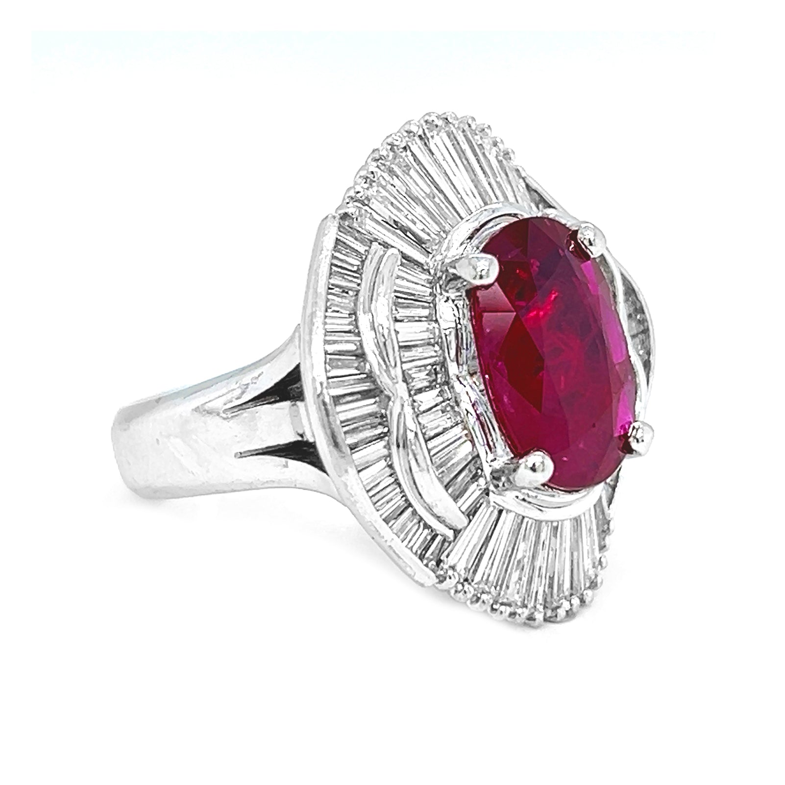 Natural Red Ruby Diamond Cluster Halo Cocktail Ring - Pre-owned