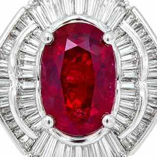 Natural Red Ruby Diamond Cluster Halo Cocktail Ring