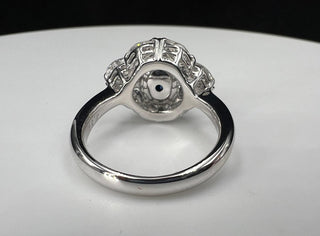 Natural Mined Blue Sapphire and Diamond Halo Cocktail Ring Platinum GIA